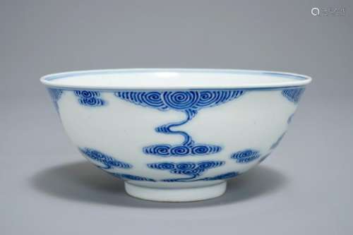 A CHINESE BLUE AND WHITE 'CLOUDS' BOWL, GUANGXU MARK, 19/20TH C.