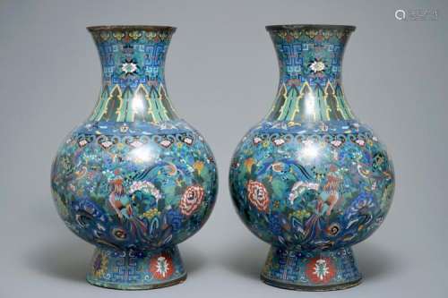 A PAIR OF LARGE CHINESE CLOISONNÉ VASES, 19TH C.