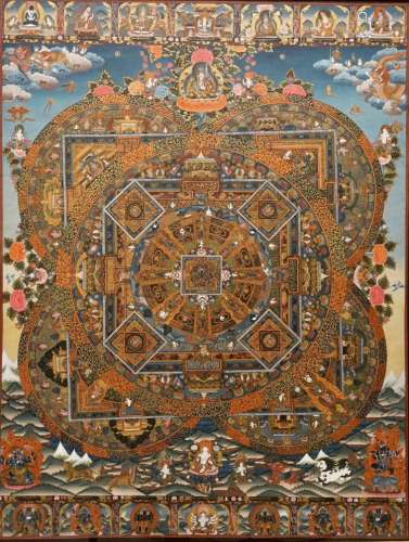 A LARGE MANDALA THANGKA, TIBET OR NEPAL, 19/20TH C.