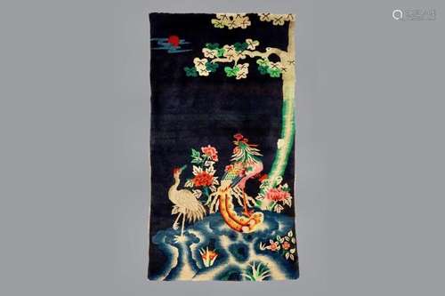 A CHINESE 'PHOENIX AND CRANE' CARPET, REPUBLIC, 1ST HALF 20TH C.