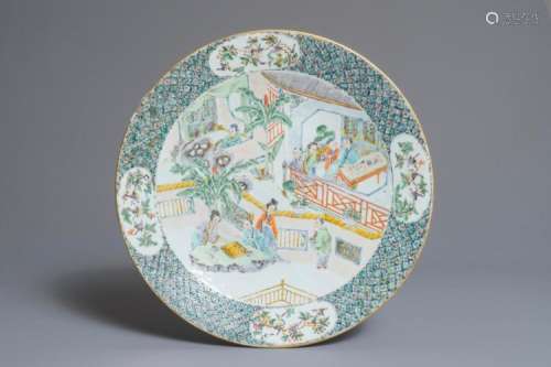 A CHINESE CANTON FAMILLE VERTE CHARGER, 19TH C.