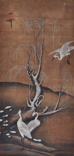 Chinese ink painting on silk scroll, attributed to Emperor Song Hui Zong.