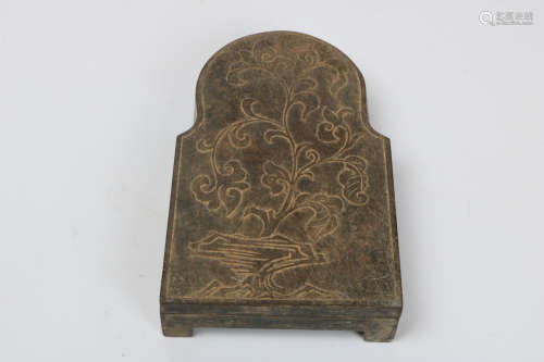 A chinese black stone carved inkstone