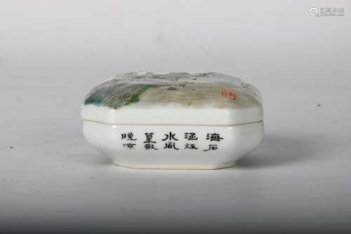 A Chinese ink box with painting