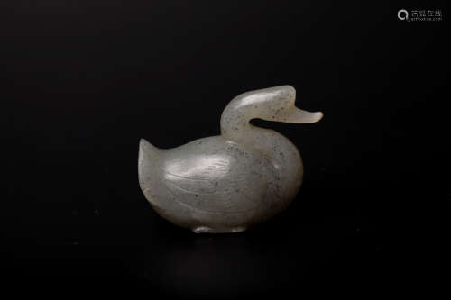 Chinese 17 century swan shape gray jade