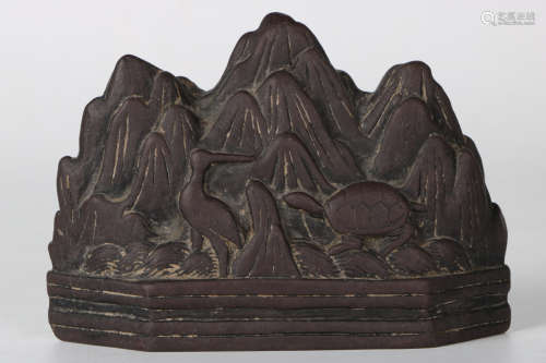 A chinese stone carved brush holder