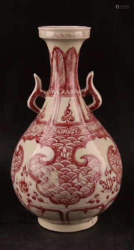 A PAIR OF UNDERGLAZR RED VASE