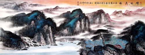 CHEN XIAOFENG CHINESE PAINTING WORK INK AND COLOR LANDSCAPE PAINTING