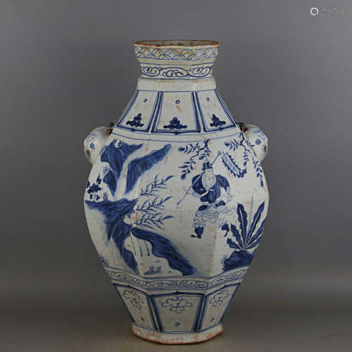 A BLUE AND WHITE VASE, YUAN DYNASTY (1271-1368)