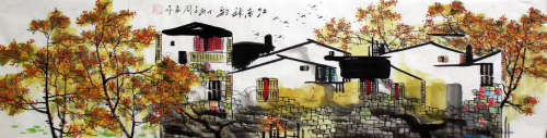 ZHOU XIAOFEI CHINESE PAINTING WORK WATER TOWNSHIP IN AUTUMN