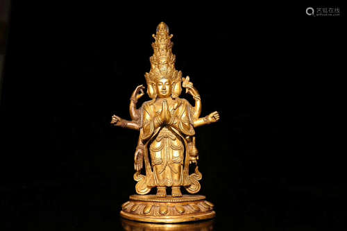 A GILT BRONZE BUDDHIST STATUES, QING DYNASTY