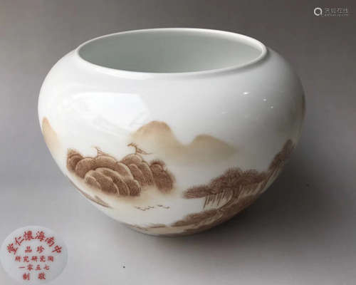 A 20TH CENTURY INK PAINTING CERAMIC BOWL