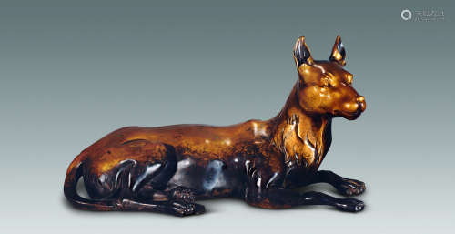 20世纪 铜雕卧犬