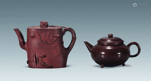 19世纪 紫砂松鼠、钦州壶 （两件）