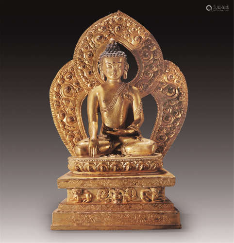 清 铜鎏金佛祖坐像
