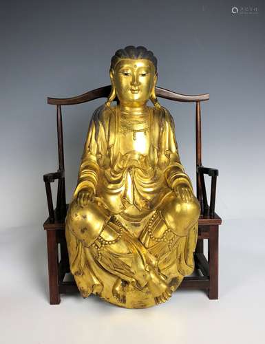 A Gilt Bronze Figure Of Seated 'GuanYin'