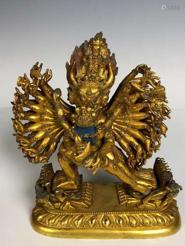 A Gilt Bronze Figure of Mahakala and Consort