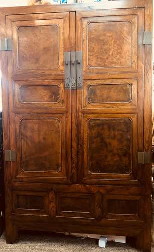 Huanghuali Veneered Front Elm Cabinet With Pin Lock