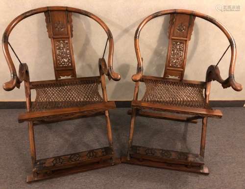 A Pair Chinese Huanghuali Folding Chairs