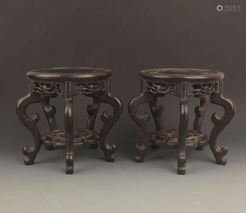 PAIR OF XIAO YE ZI TAN MU FLOWER POT STAND