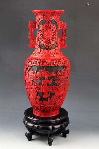 A FINELY CARVED CHINESE LACQUER JAR