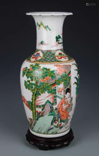 A FAMILLE VERTE STORY PATTERN PORCELAIN VASE