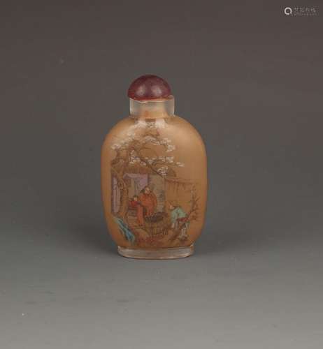 A FINELY PAINTED GLASS SNUFF BOTTLE