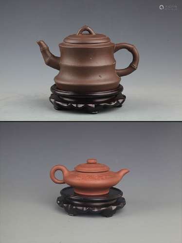 GROUP OF TWO FINELY MADE YI XING ZI SHA TEA POT