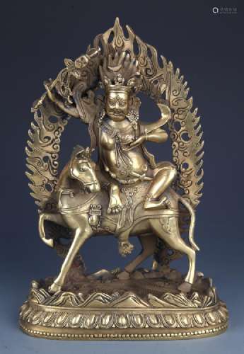 A BRONZE FIGURE OF BUDDHA ON HORSE