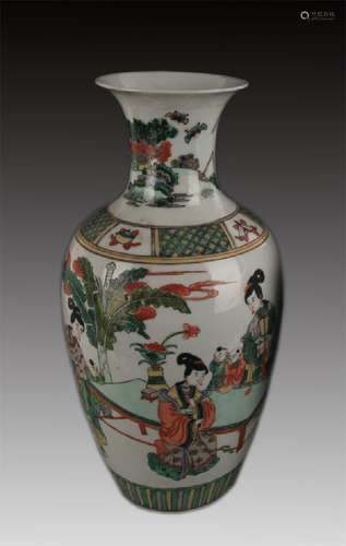 A FAMILLE VERTE STORY PATTERN DECORATIONAL VASE