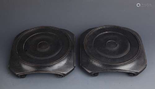 PAIR OF SANDALWOOD CENSER BASE