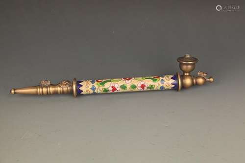 A FINE CLOISONNÃ‰ ENAMEL SMOKE PIPE