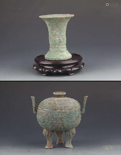 COPY OF TWO OLD CHINESE BRONZE VASE