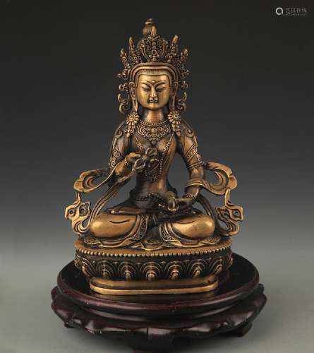 A FINELY CARVED TIBETAN VAJRASATTVA BUDDHA