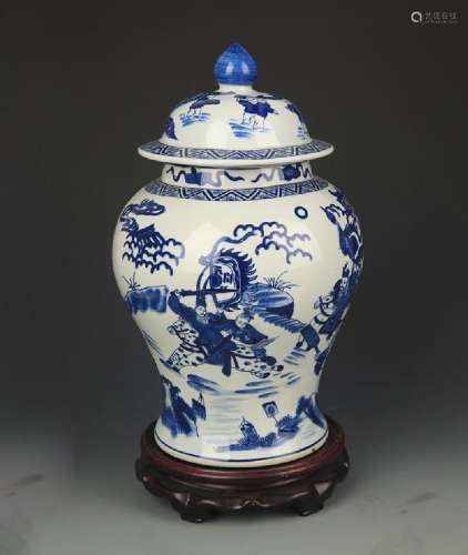 BLUE AND WHITE STORY PATTERN GENERAL TYPE JAR
