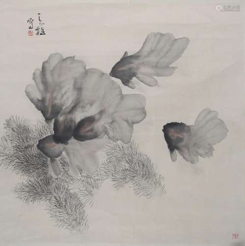 QING TIAN ZHU CHINESE PAINTING ATTRIBUTED TO