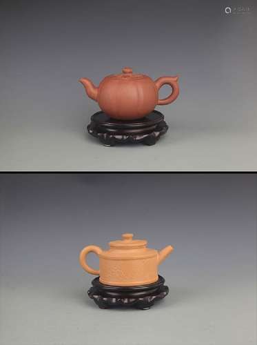 GROUP OF TWO FINELY MADE YI XING ZI SHA TEA POT