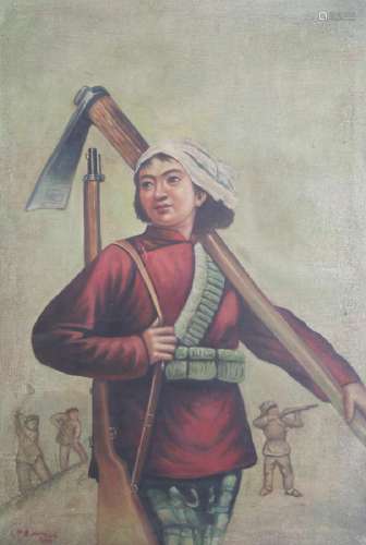 A FINE WANG ZHE DONG OIL PAINTING