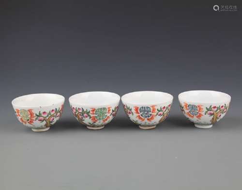 A GROUP OF FIVE FAMILLE-VERTE PORCELAIN CUP