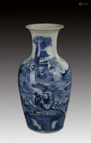 BLUE AND WHITE STORY PATTERN GUAN YIN VASE