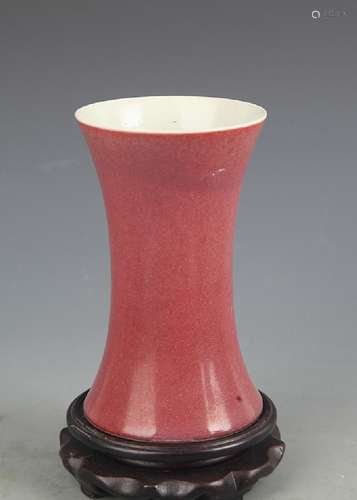 A RED BEAN COLOR GLAZED PORCELAIN BRUSH HOLDER