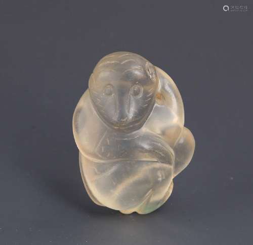 A FINE CRYSTAL PENDANT IN FIGURE OF MONKEY