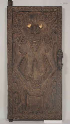 Antique Hand-Carved Solid Wood Window Shutter, Dayak Style