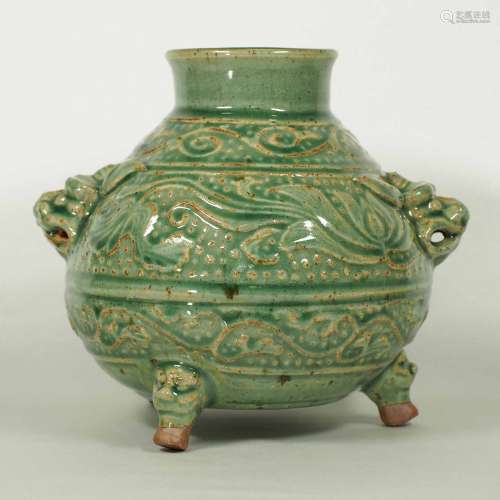 Tripod Jar With Lotus And Leaf Scroll, Southern Song Dynasty