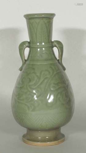 Yaozhou Vase with Carved Peony Scroll, Song Dynasty