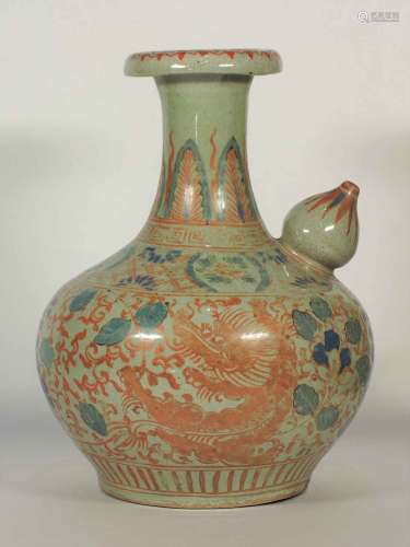 Large Wucai Kendi with Dragon and Flower Scroll, late Ming Dynasty