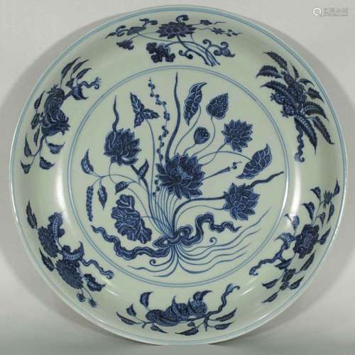 Charger with Hand-Bouquet Flowers Design, Yongle Period, Ming Dynasty