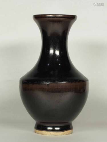 Black Glaze Hu-Form Vase, 18th Century Qing Dynasty