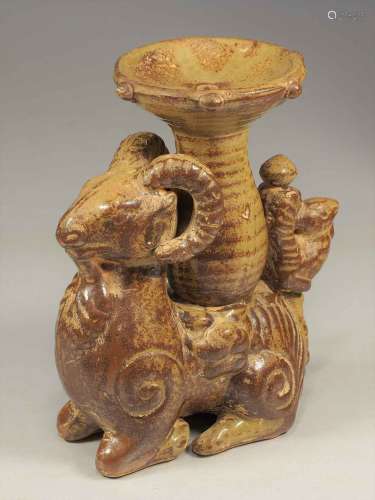 Celadon Lamp with Ram Form, Eastern Han-Six Dynasties