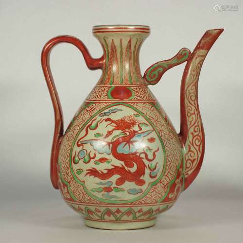 Ewer with Winged Dragon Design, late Ming Dynasty